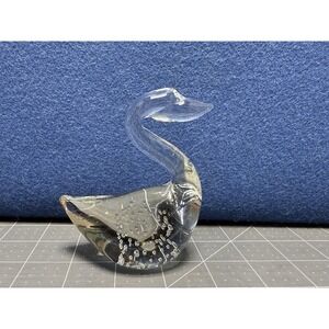 Swan Controlled Bubble Bullicante Clear Art Glass Paperweight‎ Figurine Vintage